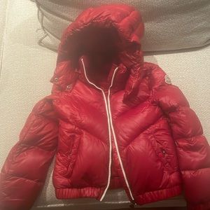 Moncler Kids 10 Red puffer jacket with detachable hood. THIS IS A STEAL